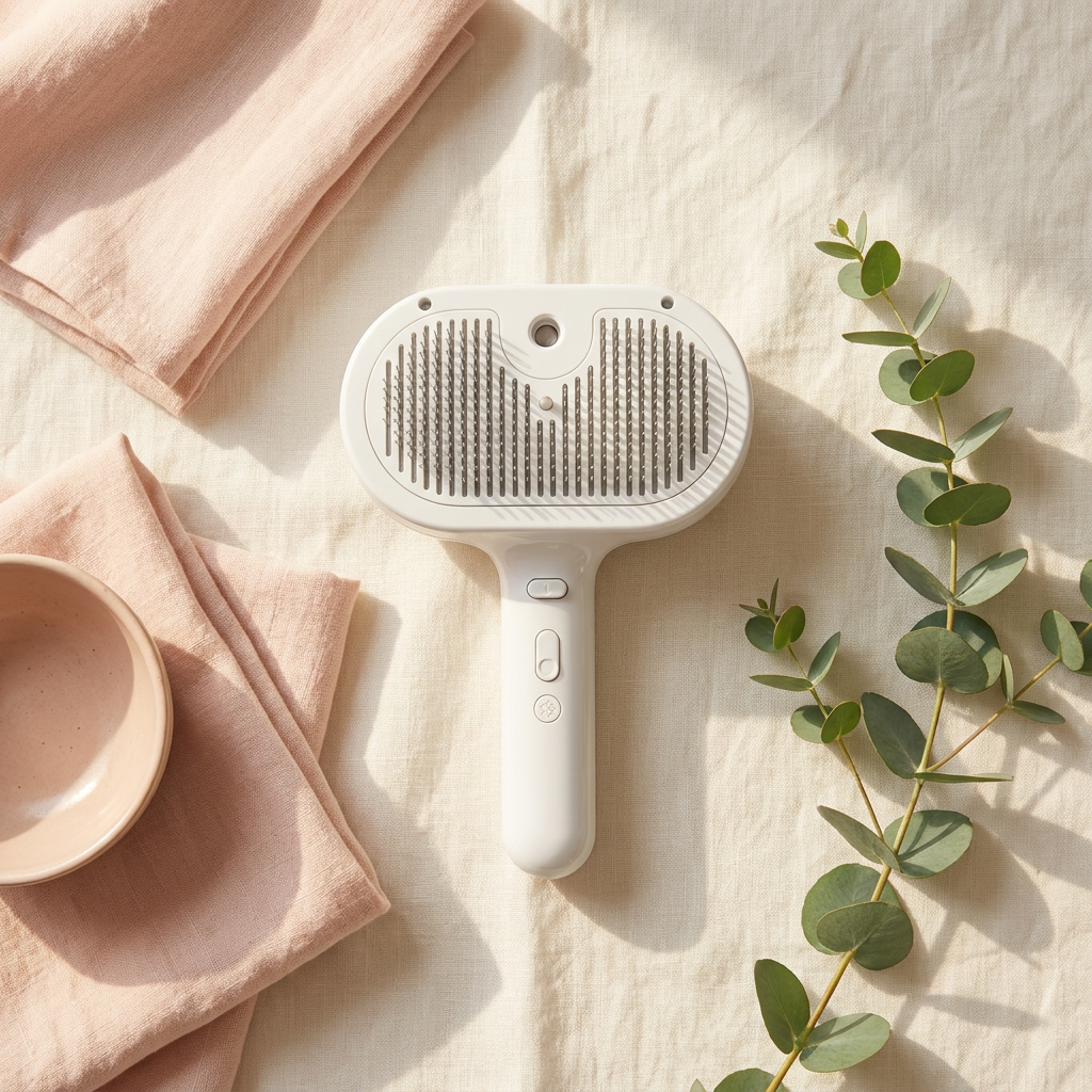 PetMist comb lifestyle flat lay